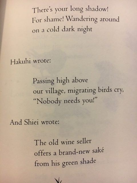 Hakuhi wrote: Passing high above our village, migrating birds cry, "Nobody needs you!"